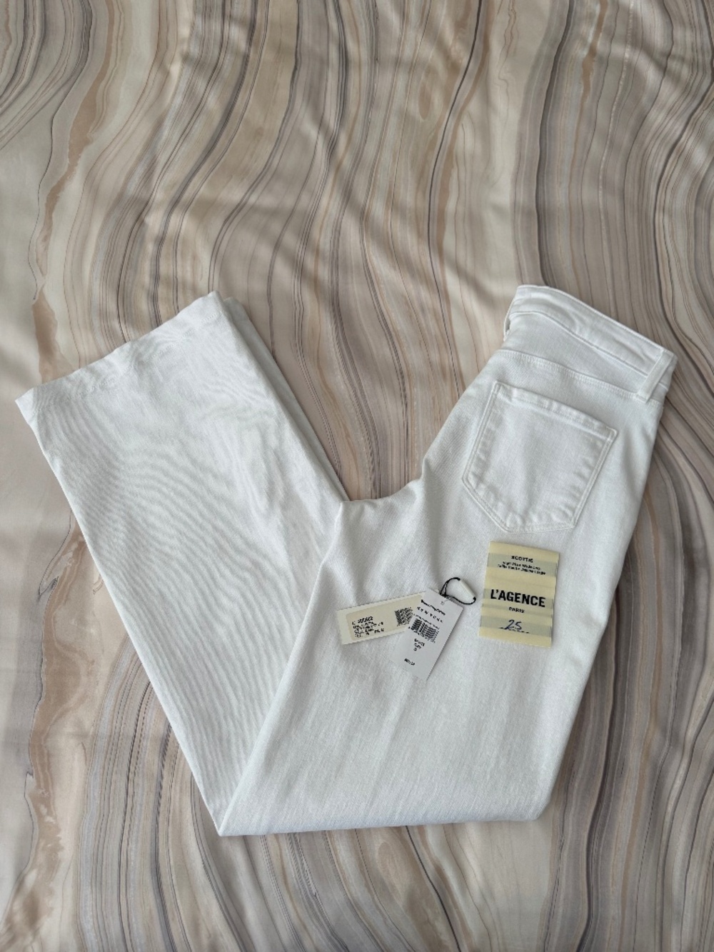 L'Agence Scottie High Rise Wide Leg Jeans in Blanc White Size 25 - $255